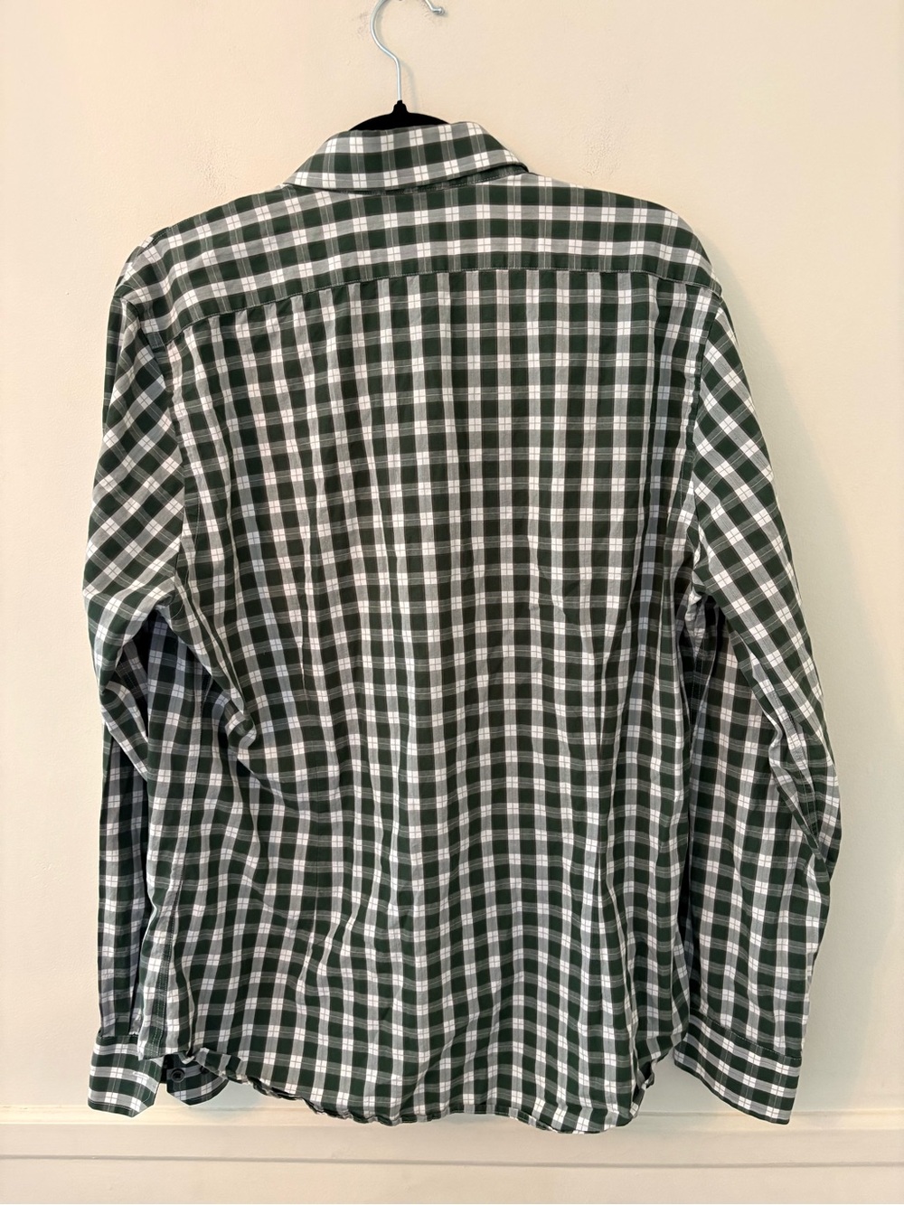 Express Men’s Dress Shirt Plaid Green/gray Long Sleeve Fitted Sz L (16-16 1/2) - Picture 6 of 8